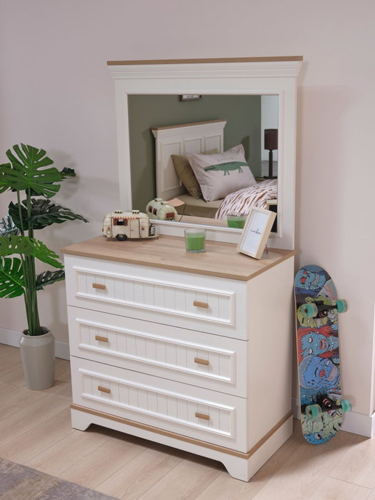 Hanah Home Espejo Decorativo de Tablero de Partículas Crema y Roble Hanah Home Espejo Decorativo de Tablero de Partículas Crema y Roble